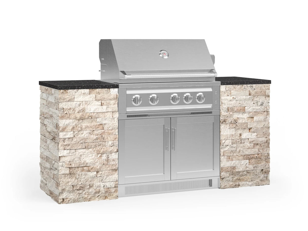 Outdoor Kitchen Signature Series 6 Piece Cabinet Set with Platinum Grill and Grill Cabinet