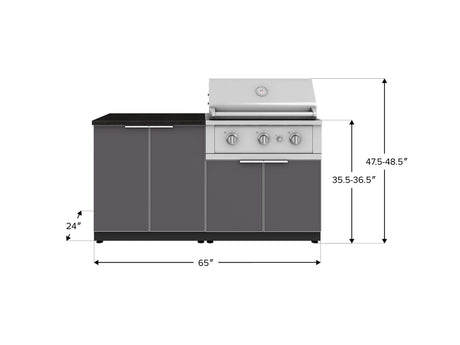 Outdoor Kitchen Aluminum 4 Piece Cabinet Set with 2 Door, Grill Cabinet, Performance Grill and Countertop