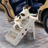 Collapsible Plastic Pet Stairs 4 Step Ladder for Small Dog and Cats-Gray