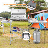 Foldable Outdoor BBQ Portable Grilling Table With Windscreen Bag