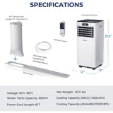 10000 BTU 4-in-1 Portable Air Conditioner with Dehumidifier and Fan Mode-White