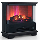 27 Inch Freestanding Electric Fireplace with 3-Level Vivid Flame Thermostat-Black