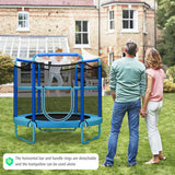 5 Feet Kids 3-in-1 Game Trampoline with Enclosure Net Spring Pad-Blue