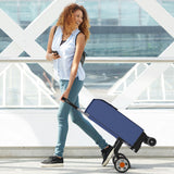 Folding Shopping Cart Utility Hand Truck with Rolling Swivel Wheels-Blue