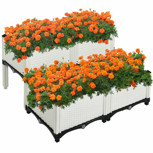 Set of 4 Elevated Flower Vegetable Herb Grow Planter Box