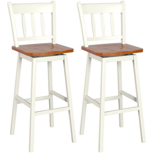 30.5 Inches Set of 2 Swivel Bar Stools with 360° Swiveling-White
