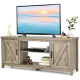 59 Inches TV Stand Media Console Center with Storage Cabinet-Natural