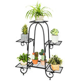 6-Tier Plant Stand with Adjustable Foot Pads-Black