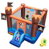 Pirate-Themed Inflatable Bounce Castle with Large Jumping Area and 735W Blower