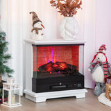 27 Inch Freestanding Electric Fireplace with 3-Level Vivid Flame Thermostat-White