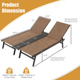 2-Person Patio Chaise Lounge with Middle Panel-Brown