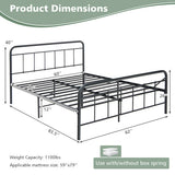 Heavy Duty Metal Platform Bed Frame with Headboard-Queen Size