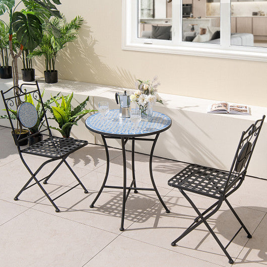 3 Pieces Patio Bistro Set Outdoor Furniture Mosaic Table Chairs