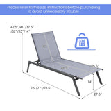 Outdoor Adjustable Chaise Lounge Chair with Lay Flat Position and Quick-Drying Fabric