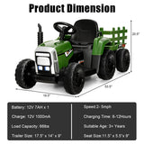 12V Ride on Tractor with 3-Gear-Shift Ground Loader for Kids 3+ Years Old-Dark Green