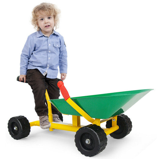 8 Inch Heavy Duty Kids Ride-on Sand Dumper with 4 Wheels-Green