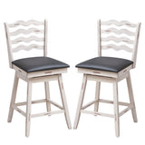 360° Swivel Bar Stools with Rubber Wood Frame and Ergonomic Backrest and Footrest-25 inches