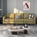 3-Seat Sectional Sofa Couch with Armrest Magazine Pocket and Metal Leg-Green