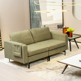 Modern Loveseat Sofa Couch with Side Storage Pocket and Sponged Padded Seat Cushions-Green