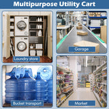 Folding Shopping Cart Utility Hand Truck with Rolling Swivel Wheels-Blue