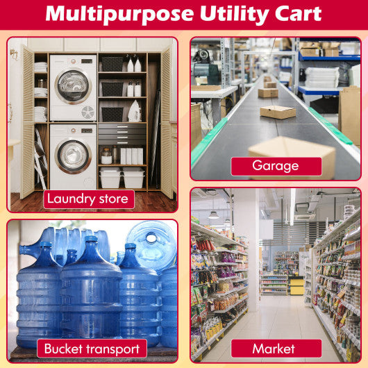 Folding Shopping Cart Utility Hand Truck with Rolling Swivel Wheels-Red