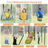 7-in-1 Stable A-shaped Outdoor Swing Set for Backyard