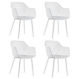 Set of 4 Heavy Duty Modern Dining Chair with Airy Hollow Backrest-White