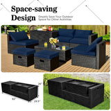 8 Pieces Patio Rattan Storage Table Furniture Set-Navy