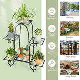 6-Tier Plant Stand with Adjustable Foot Pads-Black