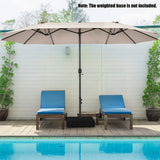 15 Feet Patio Double-Sided Umbrella with Hand-Crank System-Beige