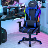 Gaming Chair Adjustable Swivel Computer Chair with Dynamic LED Lights-Blue