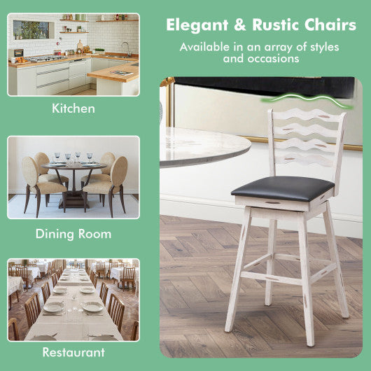 360° Swivel Bar Stools with Rubber Wood Frame and Ergonomic Backrest and Footrest-29 inches