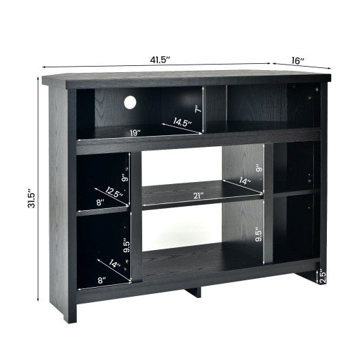 Modern Corner TV Stand with Adjustable Shelves for TVs up to 48 Inch-Black