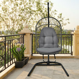 Hanging Wicker Egg Chair with Stand -Gray