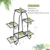 6-Tier Plant Stand with Adjustable Foot Pads-Black