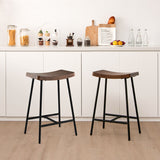 Industrial Saddle Stool with Metal Legs and Adjustable Foot Pads-24 inches