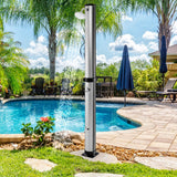 7.2 Feet Solar-Heated Outdoor Shower with Free-Rotating Shower Head-Silver