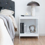 2-Tier Side Table with X-shape Design and 4 Solid Legs-White