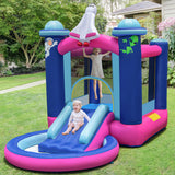 3-in-1 Inflatable Space-themed Bounce House with 480W Blower