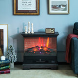 27 Inch Freestanding Electric Fireplace with 3-Level Vivid Flame Thermostat-Black