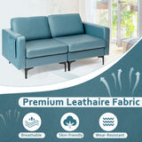 Modern Loveseat Sofa Couch with Side Storage Pocket and Sponged Padded Seat Cushions-Blue