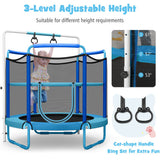 5 Feet Kids 3-in-1 Game Trampoline with Enclosure Net Spring Pad-Blue