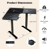 L-shaped Electric Standing Desk with 4 Memory Positions and LCD Display-Black