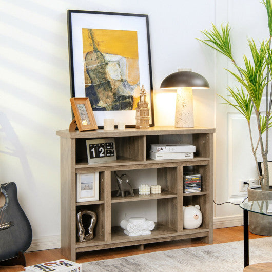 Modern Corner TV Stand with Adjustable Shelves for TVs up to 48 Inch-Natural