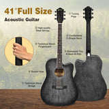 41 Inch Full Size Cutaway Acoustic Guitar Set for Beginner-Black