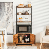 4-Tier Industrial Kitchen Bakers Rack Microwave Oven Stand-Brown