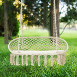 2 Person Hanging Hammock Chair with Cushion Macrame Swing-Beige