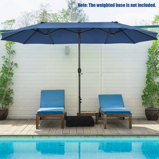 15 Feet Patio Double-Sided Umbrella with Hand-Crank System-Navy