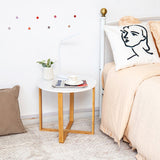 Multifunctional Round Side End Table with Bamboo Legs and X-Shaped Base