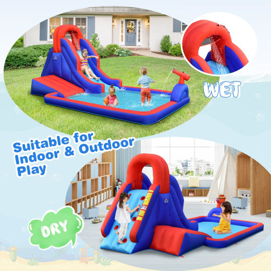 5-in-1 Inflatable Water Slide with Climbing Wall